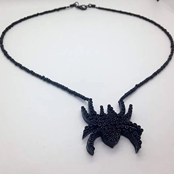 Spider necklace wooden spider seed beads handmade handcrafted - Picture 7 of 9